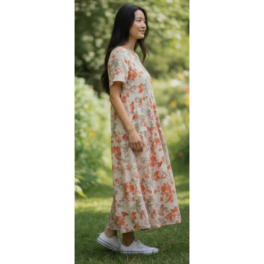EJF Purple and Red Floral Short Sleeve Maxi Dress NEW - Picture 10 of 11